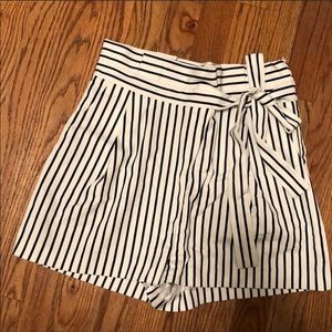 Zara black and white stripe paperbag shorts